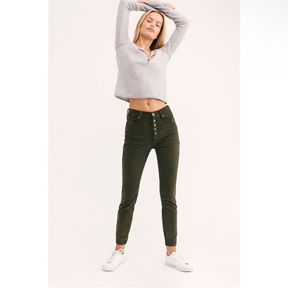 We the Free Sun Chaser Green Corduroy Skinny Pants